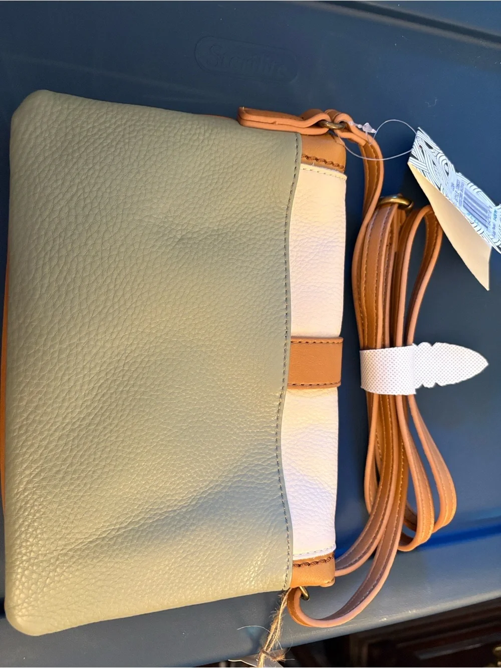 The Sak Two-Tone Sage Green, White & Tan Crossbody